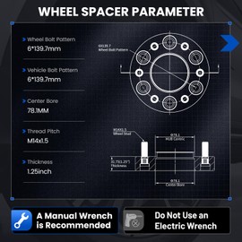SYKRSS 6x139.7 Wheel Spacers 1.25inch Compatible with Chevy Avalanche Express Tahoe Suburban, 78.1mm Center Bore & 6 Lug Forged 6x5.5 Wheel Adapters M14x1.5 Compatible with GMC Yukon Sierra 1500,4PCS