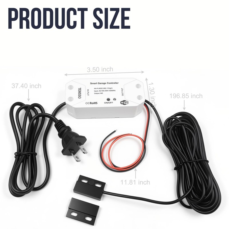 Smart WiFi Garage Door Opener: TENSSO Wireless Universal Remote Controller