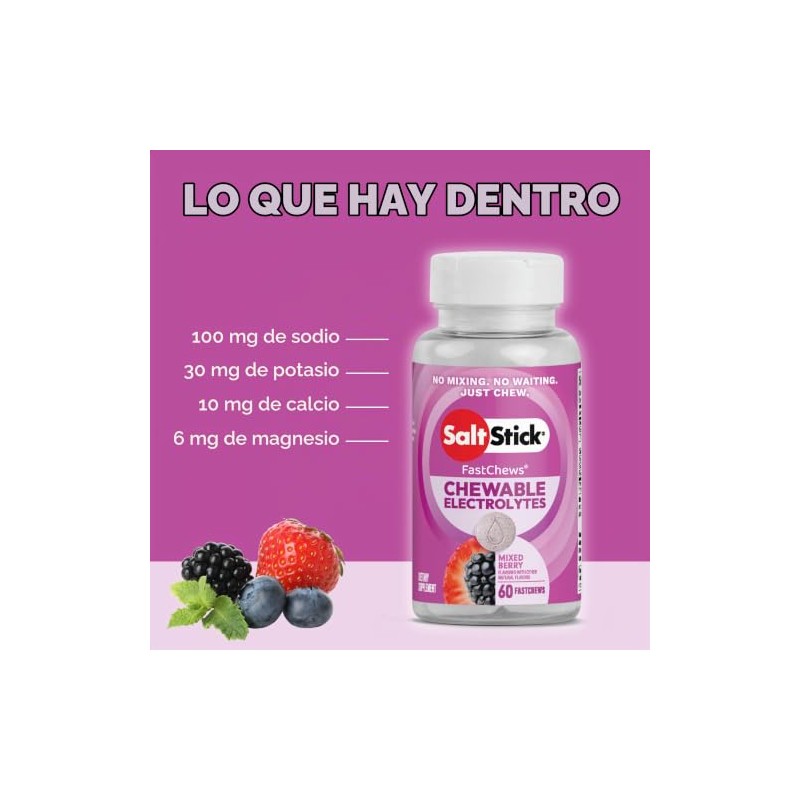 SaltStick - FastChews Electrolitos Masticables para Ejercicio y Rehidratación, 60