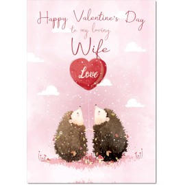 doodlecards Wife Valentine's Day Card Love Hedgehogs Large A4 Size with Plain Envelope