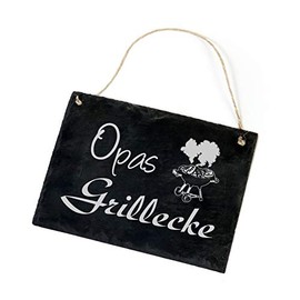 Slate Slate Plaque - Grandpa Grillecke - Grill Sign - 22 x 16 cm