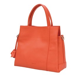 BARCOS Women's Genuine Leather Handbag Shoulder Bag with Charm 2-Way Lulu, orange