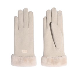 Feelorna Women Warm Gloves,Winter Fleece Lined Gloves Thermal Touchscreen Windprooff Gloves for outdoors (Off-White)
