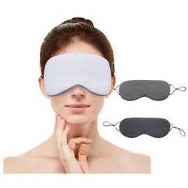 Set of 2, Cool/Warm, Eye Mask, Blocks Light, For Sleeping, Good Sleep, 99.99% Shading Rate, Lightweight, Blindfold, No Pressure, Washable, Unisex, Freely Adjustable, Natural Silk (Gray + Black)