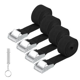 4 STK Spanngurte Kurz Zurrgurte Schwarz, 25 mm x 2.5m Spanngurte Fahrradträger, Spanngurt Befestigungsgurte, Verstellbare Spannbänder mit Ratsche für Fahrrad Motorrad Auto Gepäck Camping, mit Pfeife