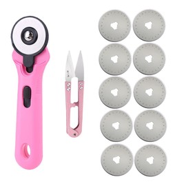 FeiLyKi Rotary Cutter-45mm Fabric Cutter wheelcutter, 10 Replacement Rotary Blades-FLK3015