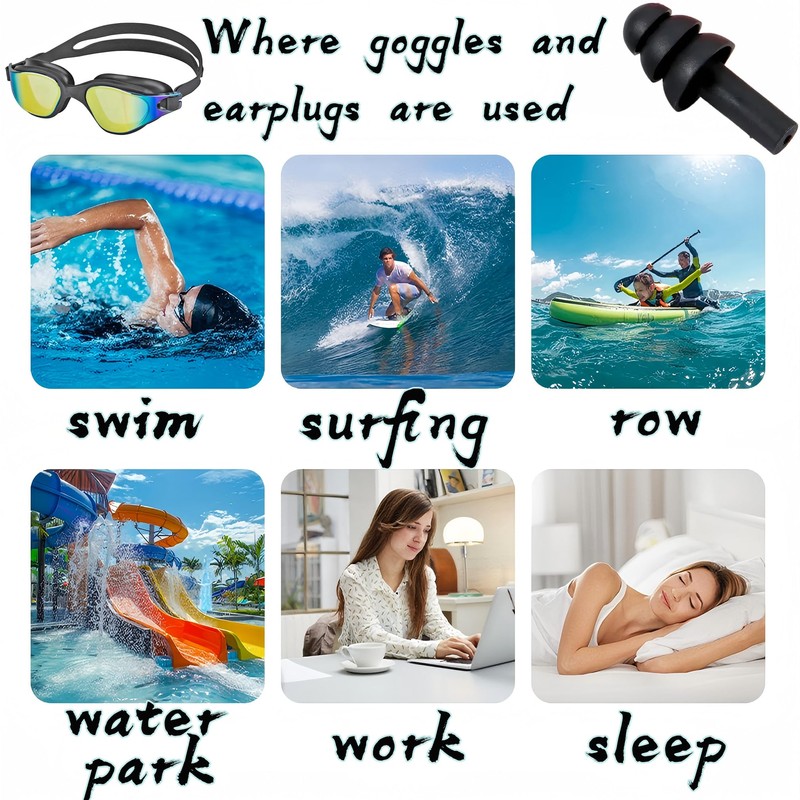 3 Pack Anti Fog UV Swim Goggles with Ear Plugs