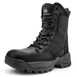 Maelstrom Tactical Combat Boots - Mens Lightweight Full Grain Leather Side Zipper Military Boots - 8" Heavy-Duty Leather Boots with Reinforced Toes