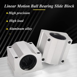 Linear Ball Bearing Sliding Block, 2 Pieces SC20UU 20 mm CNC Linear Ball Bearing Slide Block Bushing, 54 mm Length, 50 mm Width, 40 mm Height, 20 mm Inner Diameter, Aluminium Alloy Closed Linear
