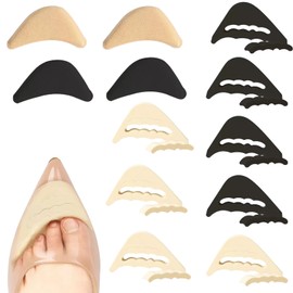 Shoe Filler, Toe Filler, Shoe Filler for Too Large Shoes, Shoe Reducer, 4 Pairs of Adjustable Toe Plugs and 2 Pairs of Integrated Toe Plugs, Relieve Foot Pain (Skin Colour + Black)