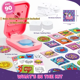 Sticker Maker 90 Refill Kit - Make Your Own 3D Stickers for Kids - DIY Arts and Crafts for Kids Ages 6-10 - Creative Craft Kits Gifts for Girls Boys Year Old Classroom Rewards