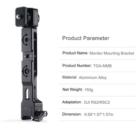 TILTA TGA-MMB Adjustable Monitor Mount with Hot Shoe Adjustable Monitor Mounting Bracket for DJI RS2 RSC2 Gimbal (RS 2 & RSC 2)