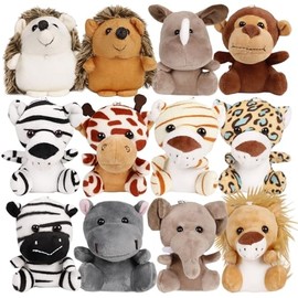 Small Stuffed Animals Bulk, 12 Pieces Cute Plushies, 4.5 Inch Mini Plush Toys, Treasure Box Toys for Classroom, Party Favors for Kids, Woodland Baby Shower Decorations