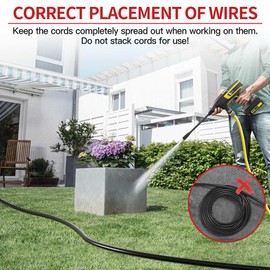 16/3 10A 125V 1250W 100 Ft Outdoor Extension Cord Waterproof, Weatherproof & Flame Retardant Black 3 Prong Power Cord Outside for Lawn & Garden, SJTW ETL Listed