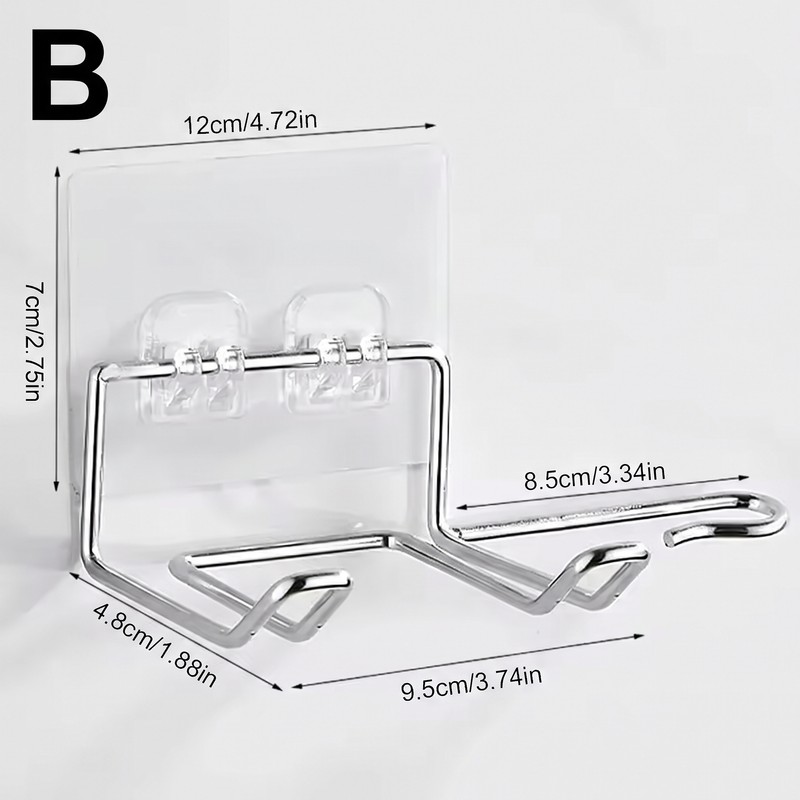 Hair Dryer Holder for Bathroom – Stainless Steel Wall-Mounted Storage