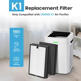 Elnuliros K1 Replacement Filter for LUNINO K1 Air Puri-Fier,3-in-1 High-Efficiency Filter with ​High-Performance Filter, Activated Carbon and Pre-Filter, 4-Pack