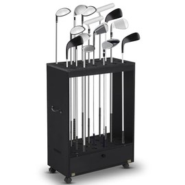 Silipull Soporte para palos de golf de 27 agujeros, organizador de palos de golf de madera, estante de exhibición con cajón de almacenami...