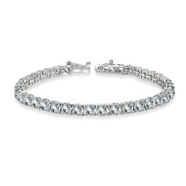 B. BRILLIANT Bracelet for Women, Birthstone Bracelet, 4mm Round-Cut Genuine or Synthetic Gemstone Bracelet, Tennis Bracelet, Sterling Silver Bracelets or Gold Flash Silver Bracelet with Gift Box,