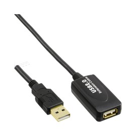 InLine USB 2.0 Active Extension with Signal Amplification Repeater Male A to Female A Black black Black 7.5m