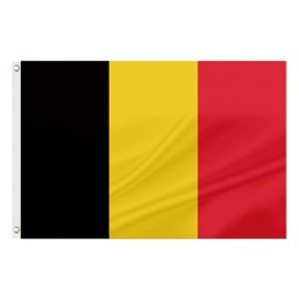 ASUNO Belgium Flag 3 × 5 Feet Polyester Belgian National Banner with 2 Brass Grommets Double Side Vivid Color Fade Resistant for Outside Garden Lawn Patio