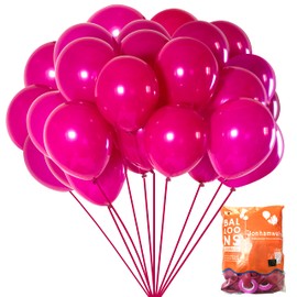 Jonhamwelbor Party Balloons Hot Pink Latex Balloons 70pcs 12inch Wedding Kid’s Birthday Bride Bachelorette Party Decorations(with Hot Pink Ribbon)