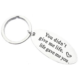 Stepmom Stepdad Birthday Christmas Wedding Gifts from Step Daughter Son You Didn't Give Me Life, Life Gave Me You Keychain for Mother's Day Father's Day Jewlery Gifts