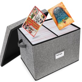 Comic Book Storage, Large Comic Book Case with Adjustable Dividers Holds 300 Comics,Collapsible Heavy Duty Comic Book Bin Container Holder,Comic Short Box for Magazines, Fabric Organizer Board