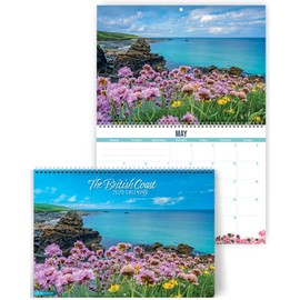 British Coast Calendar 2025, with beautiful scenery from the British Isles. 2025 wall calendar UK, month to view with spiral binding, by Just Cards Direct