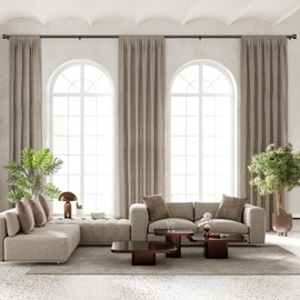 Extra Long Curtain Rods for Windows 32 to 240 Inch, 1 Inch Black Heavy Duty Curtain Rods for Patio, Farmhouse, Bedroom, Living Room, Adjustable Metal Drapery Rod (A1,Black,32"-240")