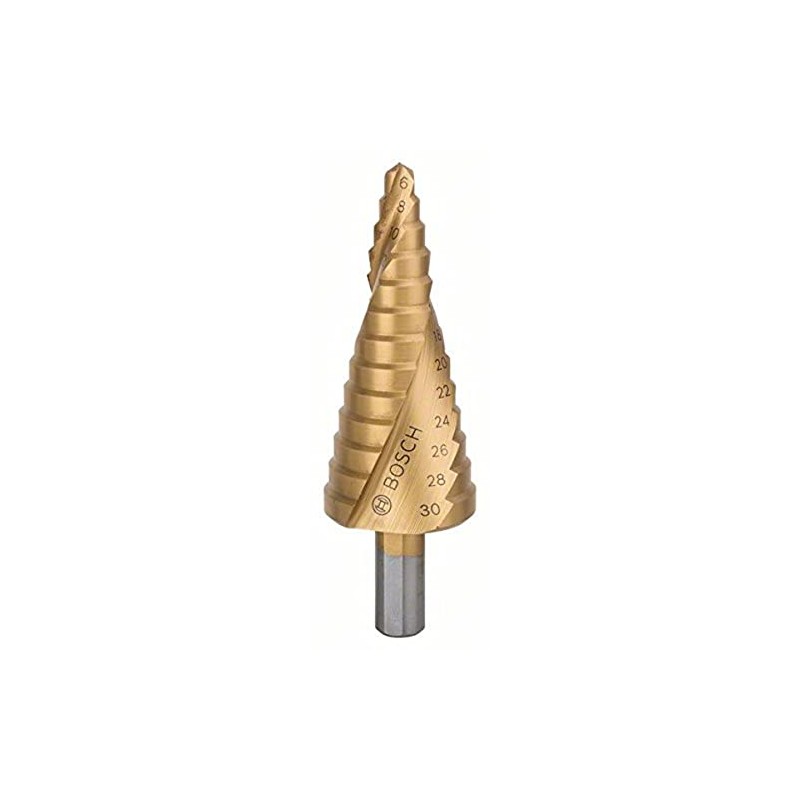 Bosch 2608587430 4/6/8/10/12/14/16/18/20/22/24/26/28/30 mm HSS-TiN Step Drill Bit