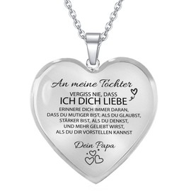 AITENME Necklace Heart Necklace Inspirational German Letters for My Daughter Granddaughter Women's Necklace Stainless Steel, Stainless Steel