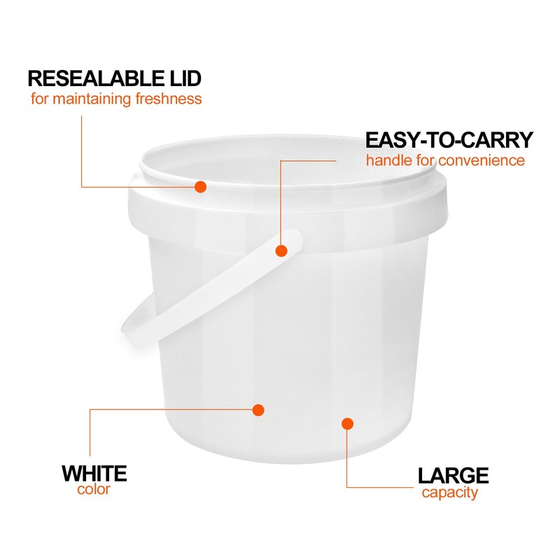 SENONAPO 13 Pack 1.5 Quart White Plastic Bucket with Handle