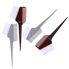4pcs Hair Dye Brush Dual-sided Design Hair Coloring Applicator Tool for Salon Use Brown Anti-slip Handle