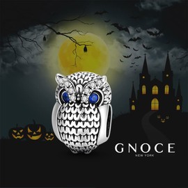 GNOCE Owl Charm Bead Sterling Silver Charm Fit Bracelet/Necklace for Women Girls Wife Daughter