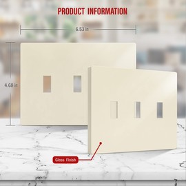 ENERLITES Screwless Triple Toggle Switch Wall Plate, Child Safe Light Switch Cover, Standard 3-Gang 4.68" x 6.53", Unbreakable Polycarbonate Thermoplastic, UL Listed, SI8813-LA, Glossy, Light Almond