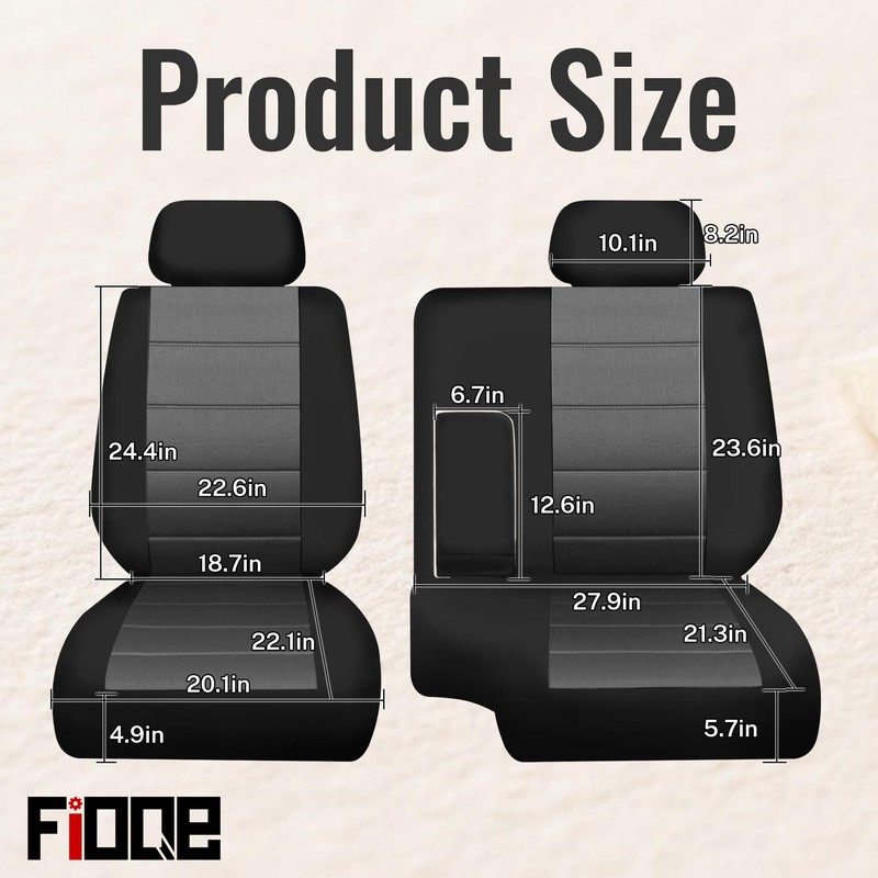 Fioqe 60/40 Split Bench Seat Covers for Toyota Pickup 1989-1994,