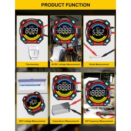 FROGBRO Portable Digital Multimeter Tester 6000 Counts Auto-Ranging Multifunction Voltage Current Meter Measures AC/DC Volt/Current, Resistance, Capacitance, Temperature,Live Wire Detector for Home