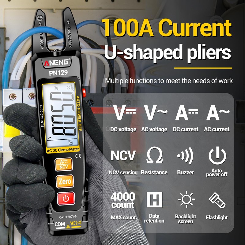 ANENG Clamp Meter Multimeter Tester TRMS 4000 Counts with U-Shaped