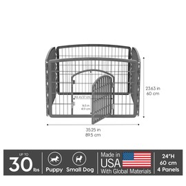 IRIS IRIS USA Puppy Playpen Dog Playpen Fence Enclosure with Dog Gate Door - Indoor Pet Playpen - 4 or 8 Panel