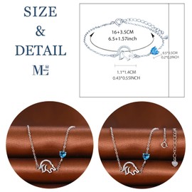 MicLee Women's Girls Silver Constellation Zircon Bracelet Fashion 925 Sterling Silver Zodiac Sign Bracelets with Blue Heart Zircon Creative Constellation Graphics Jewellery Adjustable Chain Bracelet,