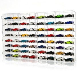 for 64 Slot 1/64 Scale Matchbox Wheels Toy Car Display Case Holds 64 Toy Cars Hot Storage Wall-Mounted Acrylic Organizer Stackable Clear Dustproof Display Box Container Shelf for Collectors - 8 Pack