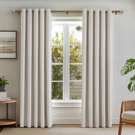 Zeerobee Wood Curtain Rods for Windows 48 to 84, 1 Inch Heavy Duty Drapery Rods with Imitation Wood Grain Leaf Pattern Finials, Indoor/Outdoor Modern Curtain Pole, 32"-86", Coffee Brown