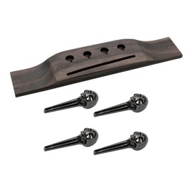 Jiuwu 4 String Guitar Bridge Rosewood Bass Guitar Bridge with 4 Black Skull String Nails Parts Replacement(saddle slot is 72mm (2-53/64") length)