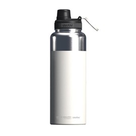 Asobu BPA Free Mighty 40 OZ Flask Water Bottle Made of Stainless Steel with Easy Grip Handle and Easy Access Spout Stays Hot/Cold for 12/24 Hours (White)