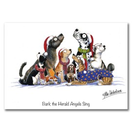 Dog Christmas Card. Bark The Herald Angels Sing by Alex Underdown