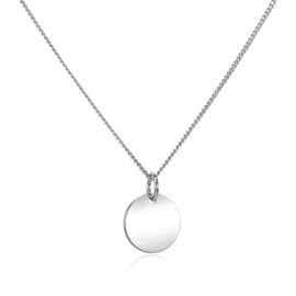 MATERIA by Matthias Wagner Women's Necklace 925 Silver with Round Plate Engraving Pendant, Sterling Silver, No Gemstone