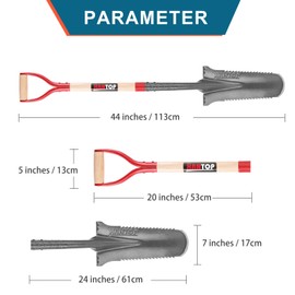HANTOP Digging Spade and Shovel - Drain, Transplanting, Trenching - 44 Inch Blade