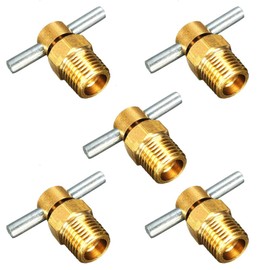 3/8'' NPT Brass Water Drain Valve T-Shaped Drain Valve for Air Compressor Tank Replacement Part (5Pcs)