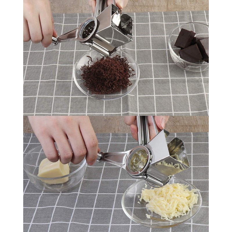 TONMA Multipurpose Rotary Cheese Grater with 1 Stainless Steel Handheld