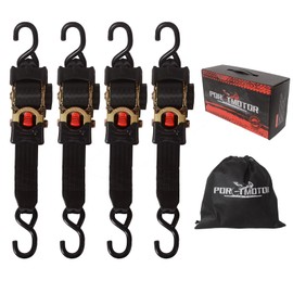 Porotmotor 4 Pack Retractable Ratchet Straps (2" × 10'), 3000LBS Break Strength Self Retracting Ratchet Straps Heavy Duty Retractable Tie Down Straps for Motorcycle, Trailers, Boats, ATVs, UTVs